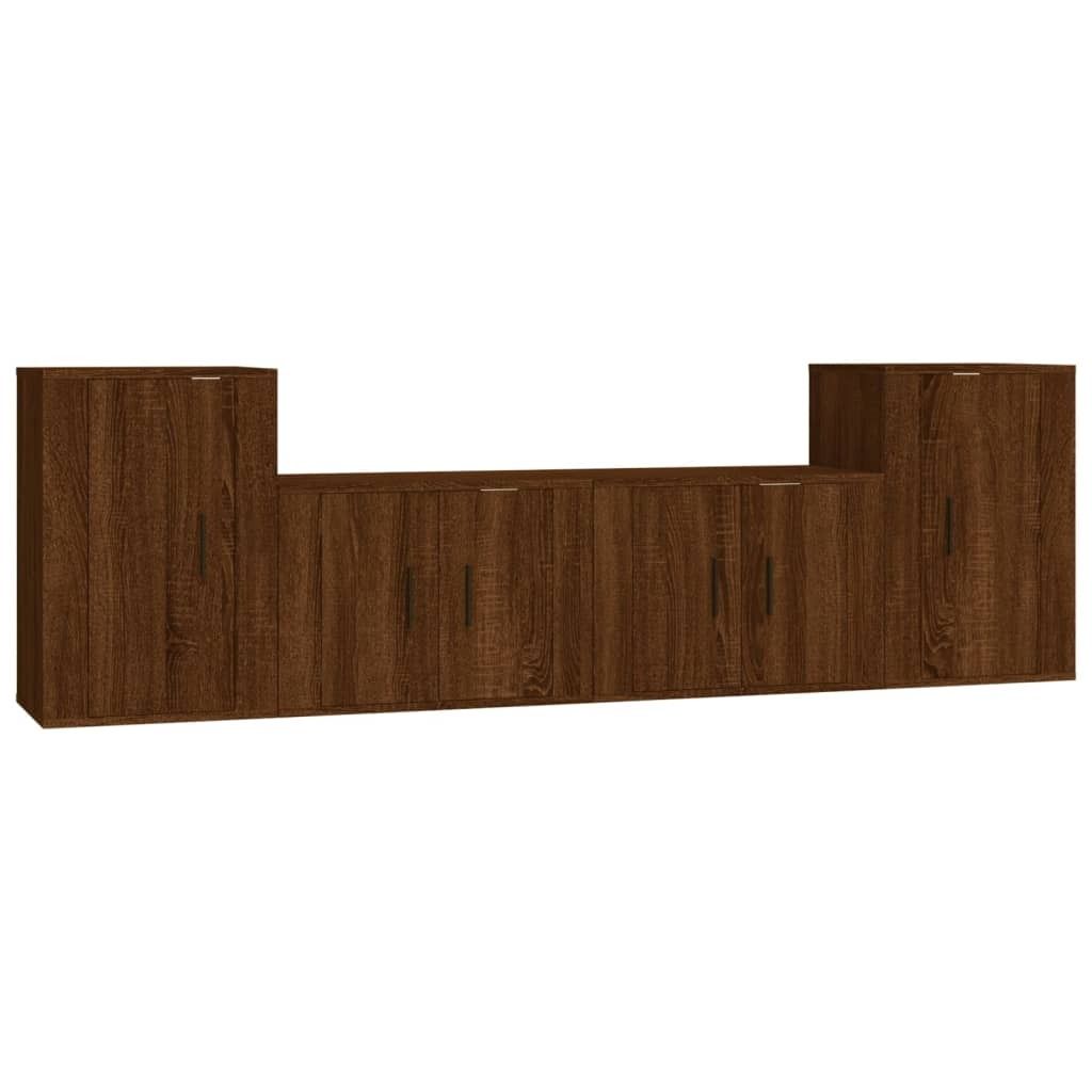 "2026 Aktion" 4-tlg. TV-Schrank-Set, Fernsehtisch - CLORIS - Braun Eichen-Optik Holzwerkstoff - TV-Schränke NeuMöbel563189