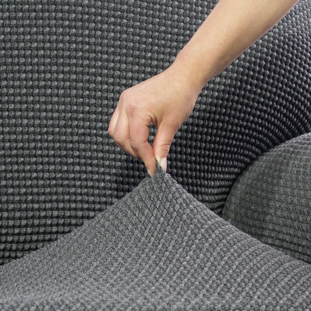 Copridivano 1 Posto Elastico SOFASKINS Grigio Scuro Resistente Lavabile - 5