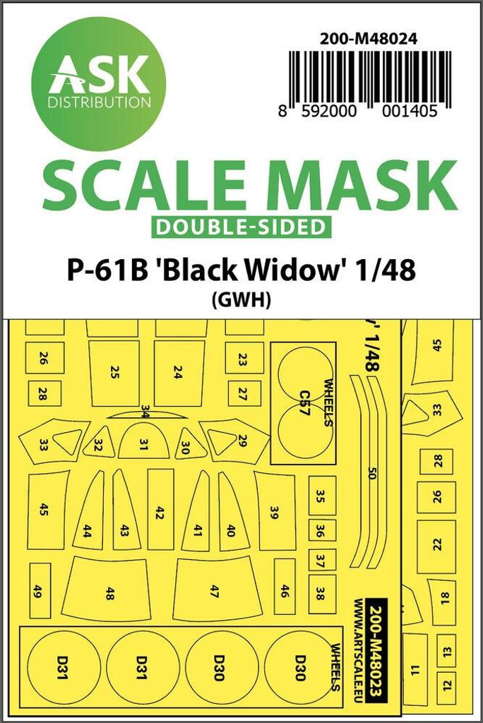 Art Scale Kit 200-M48024 - 1:48 P-61 Black Widow double-sided for Great Wall Hobby - Neu