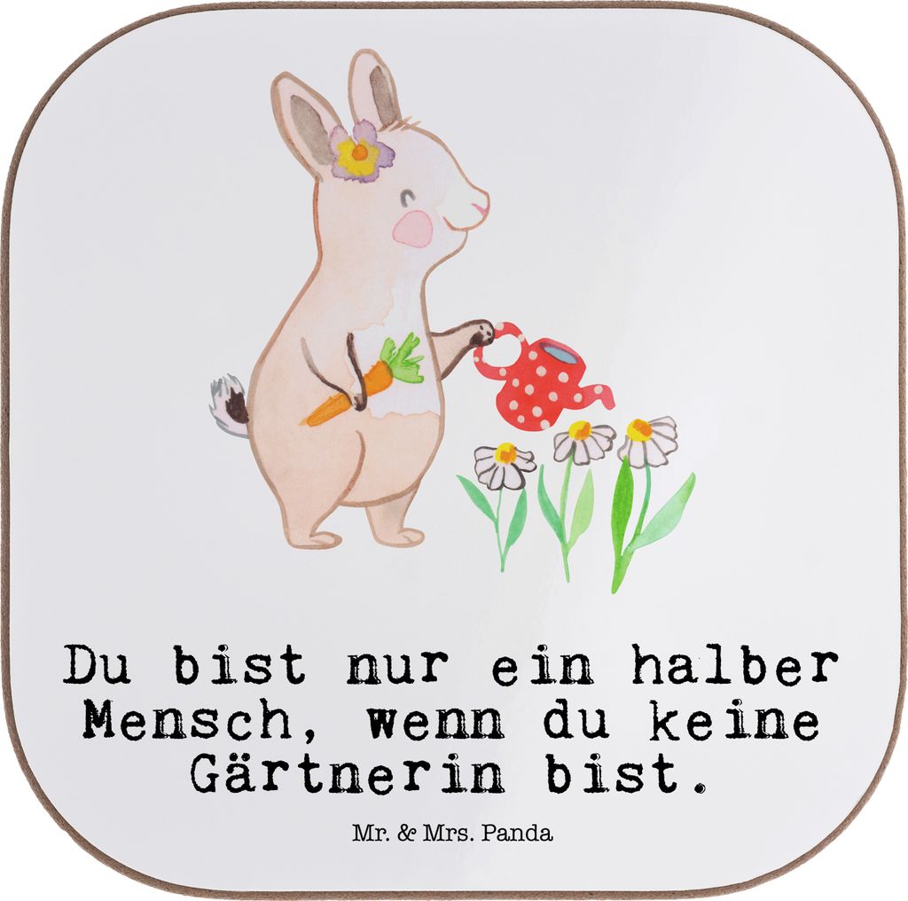 Mr. & Mrs. Panda Untersetzer Glas Gärtnerin Herz - Weiß - Produktbild 