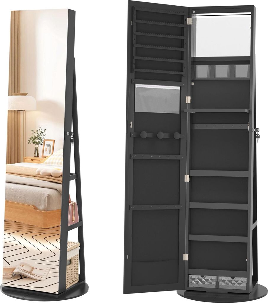 NAIZY Spiegel Schmuckschrank 360° Schwenkbare Produktbild 