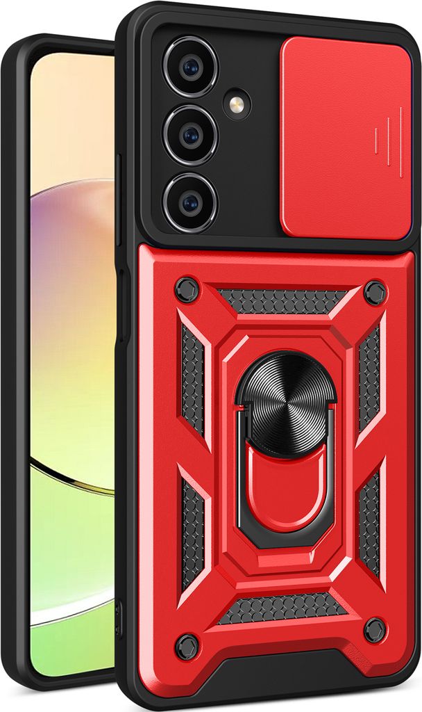 Hülle für Samsung Galaxy M54 mit Ring Ständer Halter Dia Kameraschutz TPU PC Hybrid Handyhülle Rot