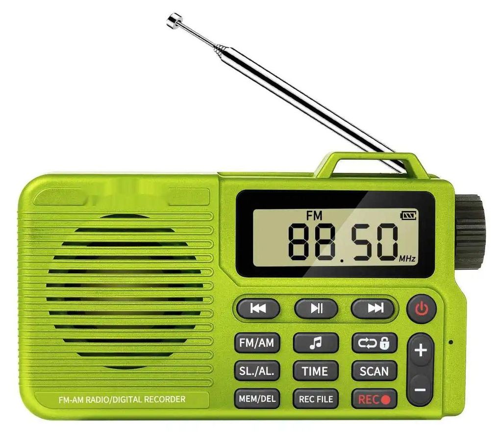 Tragbares Radio - AM/FM mit Bluetooth 5.0 - Aufnahmefunktion - MP3-Player - Wecker - TF-Kartenslot - Integrierter Verstärker - Grün