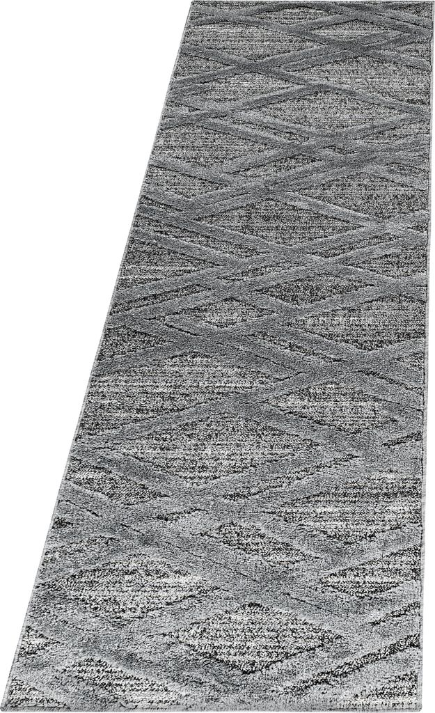 Teppich Läufer Wohnzimmer Grau 80x250 Boho-Design aus Polypropylen