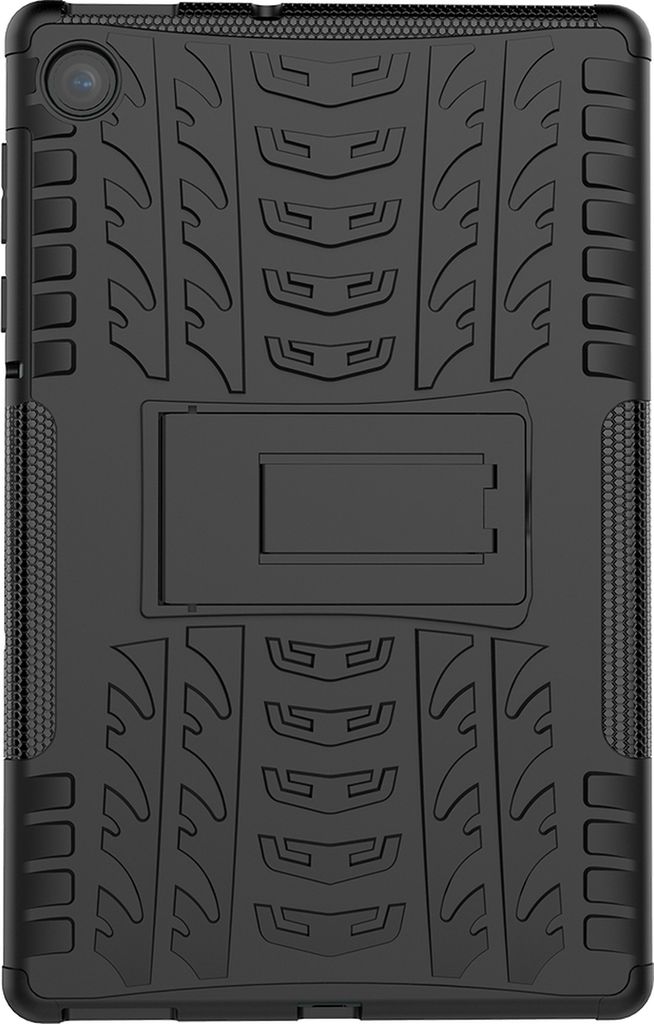 Mobigear Tire Lenovo Tab M10 Plus Stoßfeste Hardcase Hülle + Ständer - Schwarz