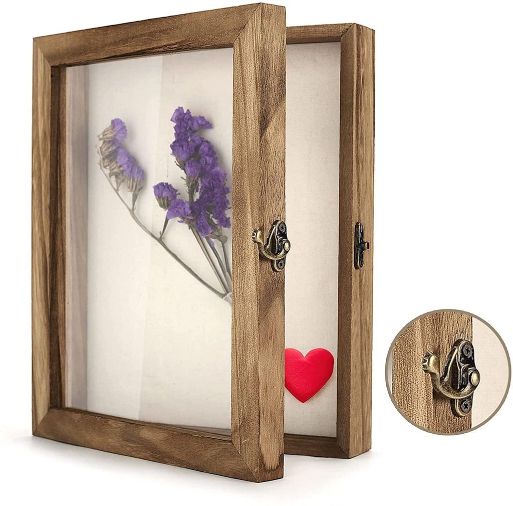 Große Vitrine für Blumen, Vitrine mit Glastür, Bilderrahmen, Brautstrauß, Souvenir, Medaillen, Fotos, Erinnerungsbox.