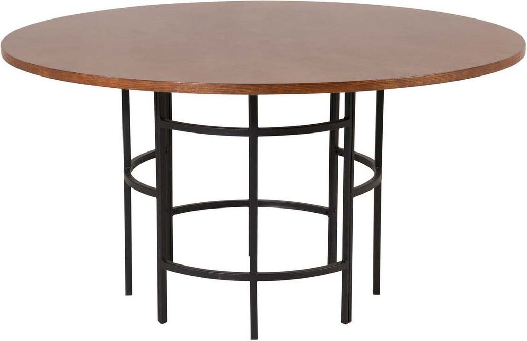 FURNLUX Esstisch Kopenhagen Nussbaum Und Schwarz 140cm / Hauptfarbe: Braun / Abmessungen: 140 x 140 x 75 cm