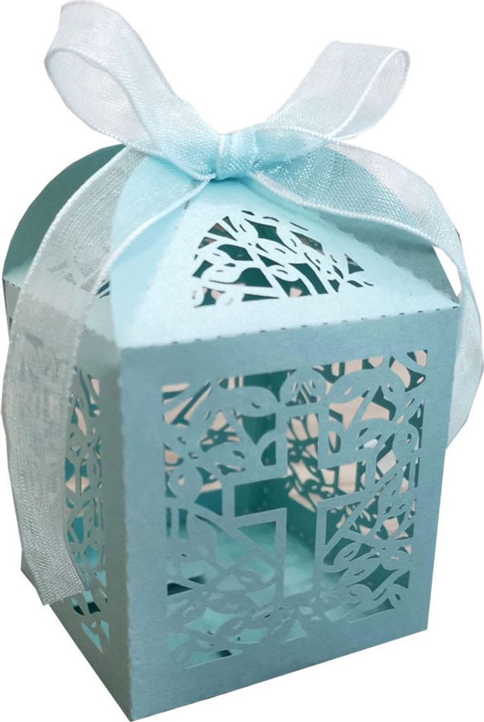 50 Packungen Kreuz Gunst Boxen, Taufe Gunst Boxen Und B?nder, Laser Cut Design Fš¹r Geburtstagsfeiern, Baby Shower, Bridal Showers