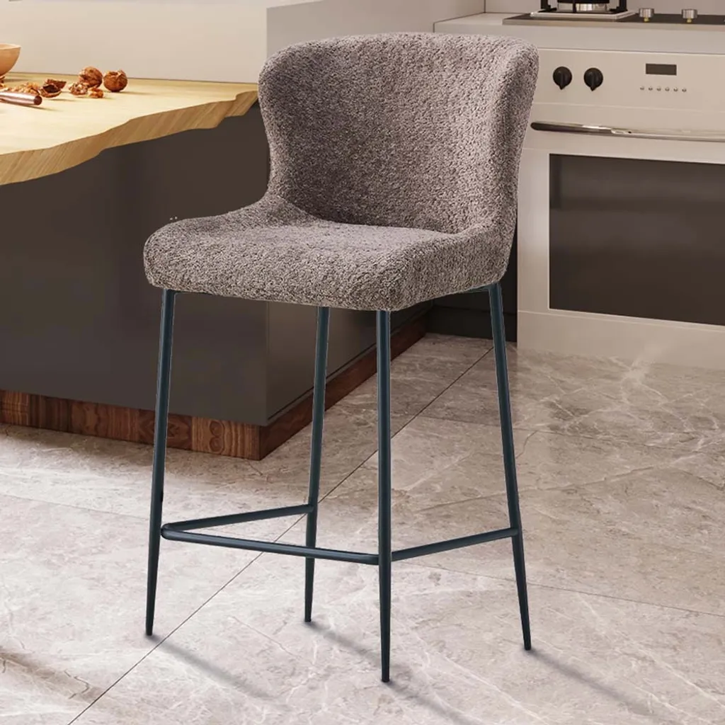 Stozy Alpha Barhocker Bouclé Sable : Alliez Confort et Style Moderne