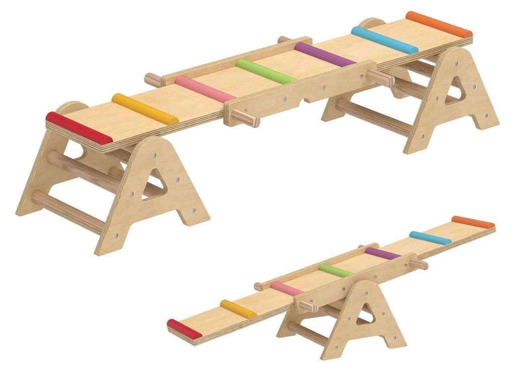 Balanceboard & Wippe für Kinder, Holz, 133 x 38 x 24 cm Produktbild 