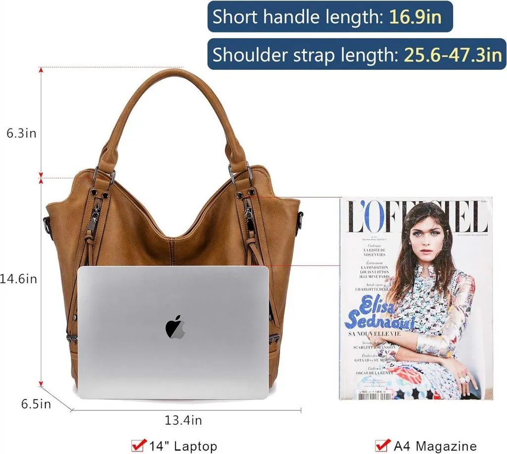 Ensemble sac à main hobo cuir marron clair : Fini le manque d'espace - 2