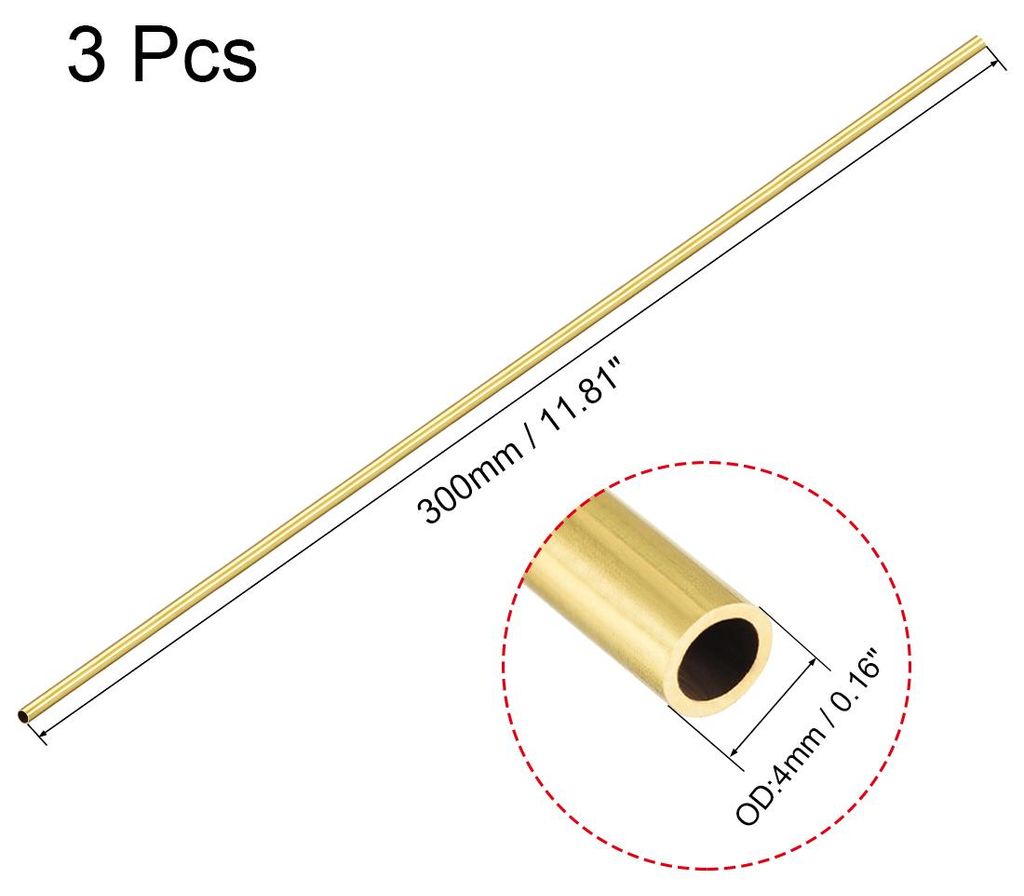 3 Stš¹ck 300mm L?nge Messingrohr 4mm Au?endurchmesser, Nahtlose Gerades Rohr 0,5mm Wandst?rke, Messing Rundrohr fš¹r Industrie Bauwesen Garten ...