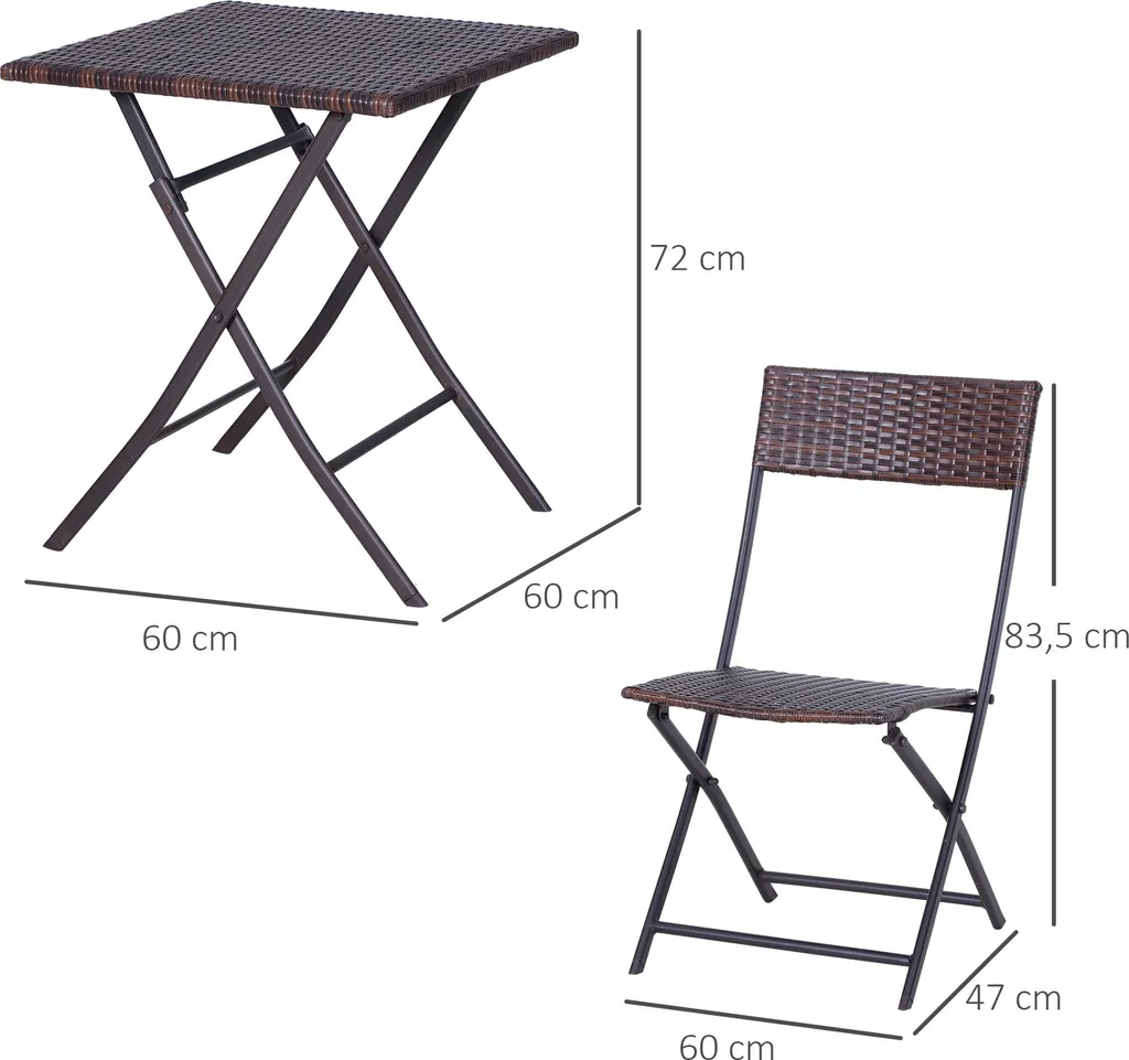 Mobilier de Jardin Compact Résine Tressée Solution Gain de Place Set - 5