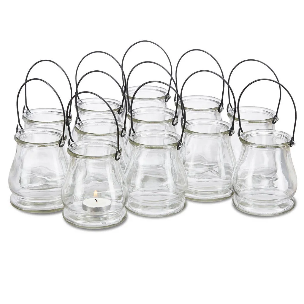 Relaxdays 10023444_0 Portacandele Vetro Set 12 Design Moderno