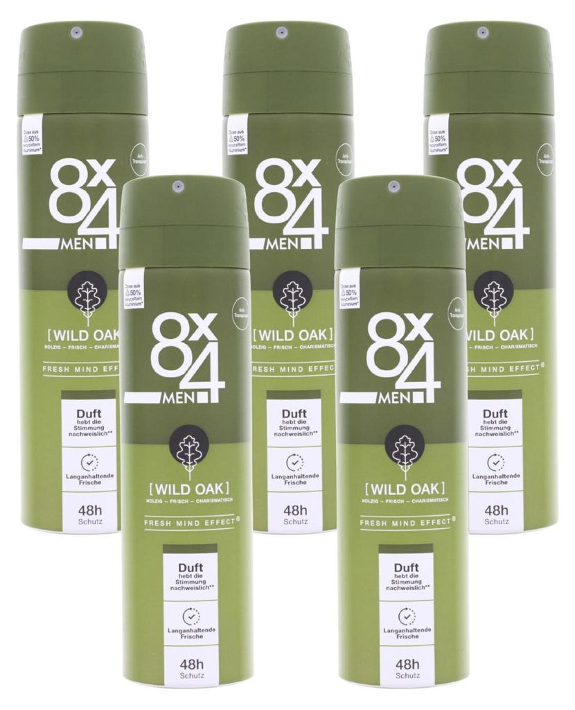 5 Stck. 8x4 Men Wild Oak 48h Schutz Anti Transpirant Spray Produktbild 