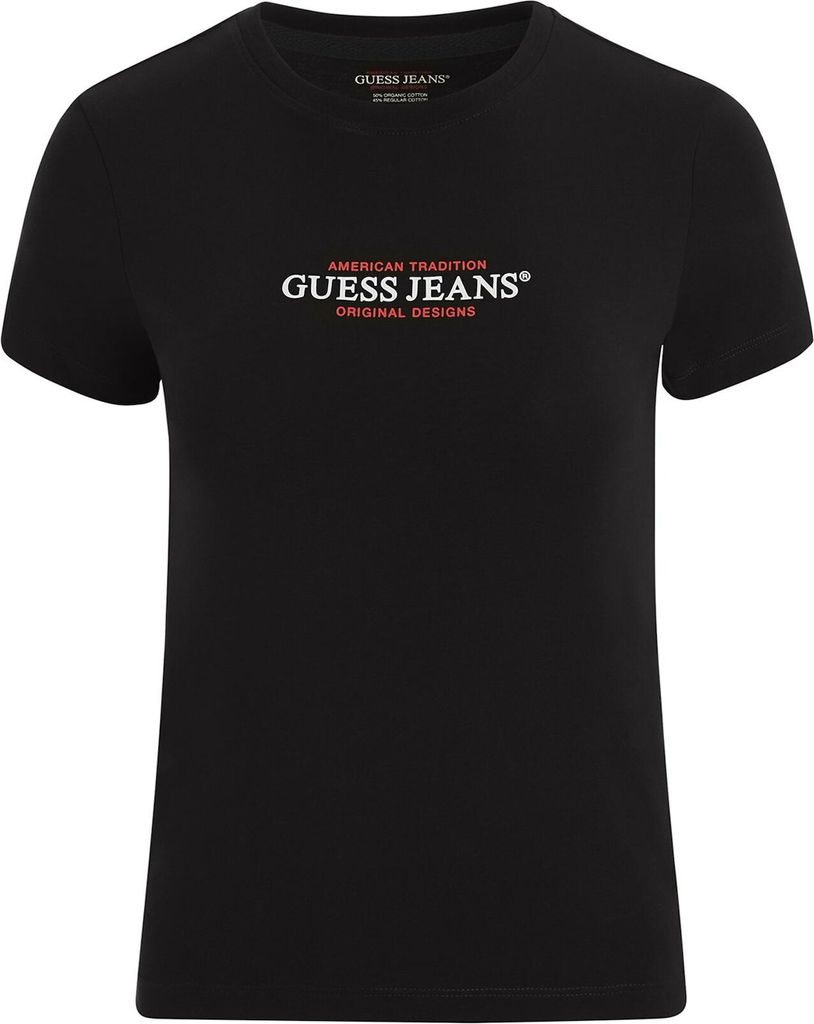 Guess Jeans Gj Cn Slim American Tr Kurzarm-t-shirt Schwarz XS Damen Schwarz XS