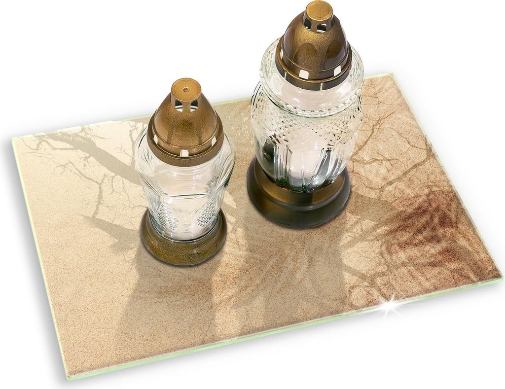 Glas Grabkerzen Untersetzer Motiv Gummifüße - 80x52 cm - Strandsand und Urlaub