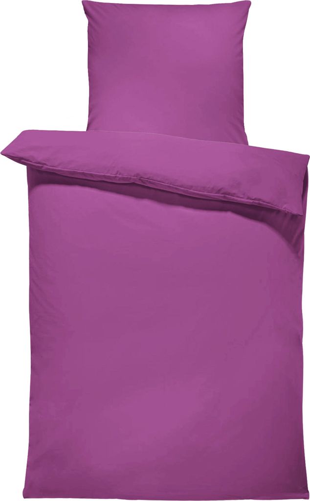 4 teilig Uni Bettwäsche 155x200 cm lila violett Renforce Baumwolle Komfortgröße