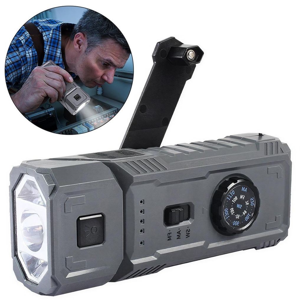 Notfallradio mit Taschenlampe & Handkurbel,Multifunktions-Outdoor-Radio mit SOS-Licht, AM/FM/SW Empfang,2000mAh Akku, tragbar für Camping