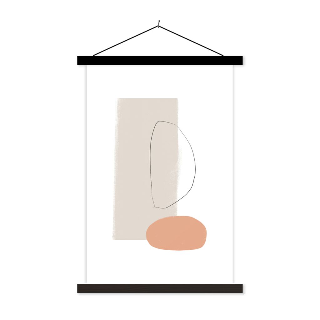 MuchoWow Textilposter Minimalismus - Pastell - Abstrakt 120x180 cm mit schwarzem Rahmen - Fotos