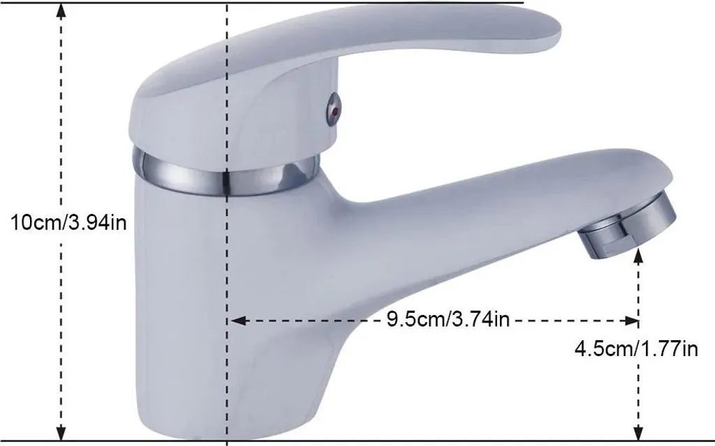 Miscelatore Lavabo Bianco e Cromo | Rubinetto Monocomando Standard DIN - 3