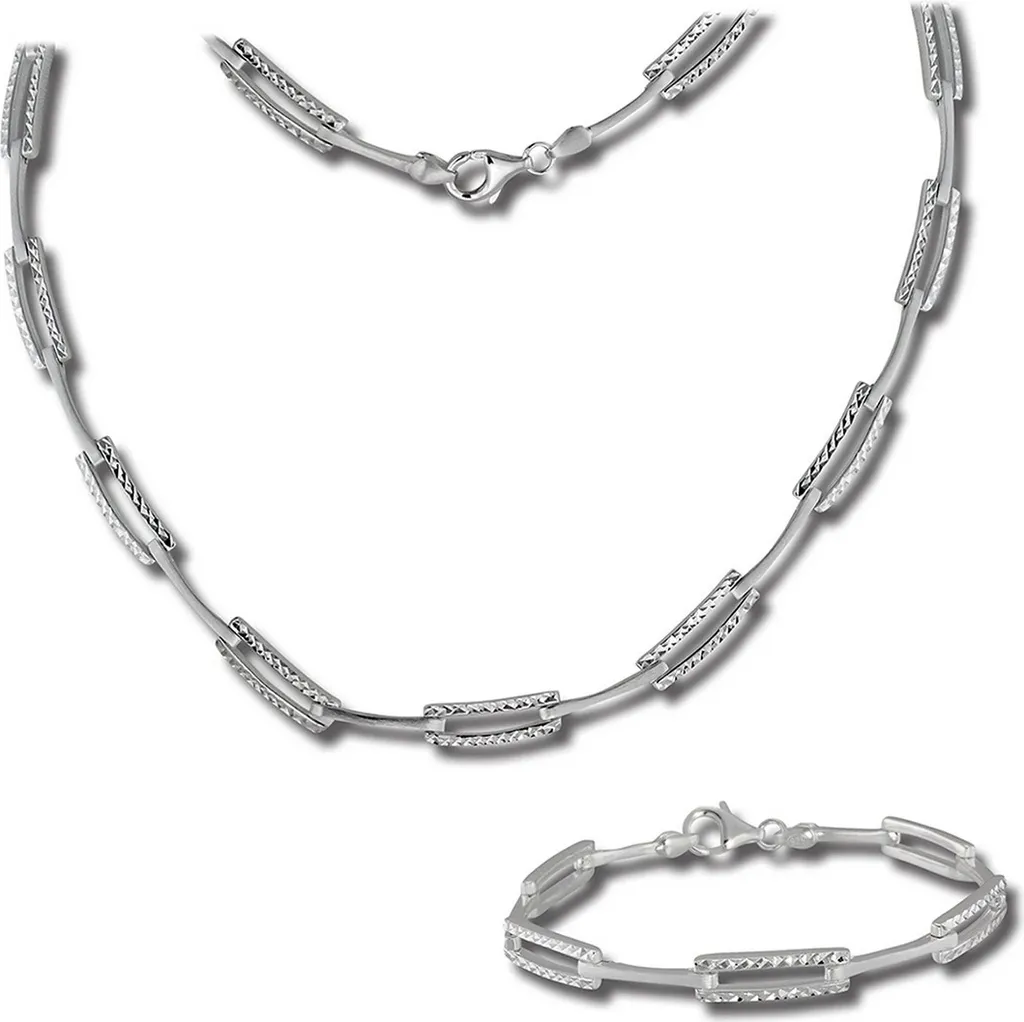 Parure Bijoux Femme en Argent pour Soirée Collier et Bracelet Diamanté