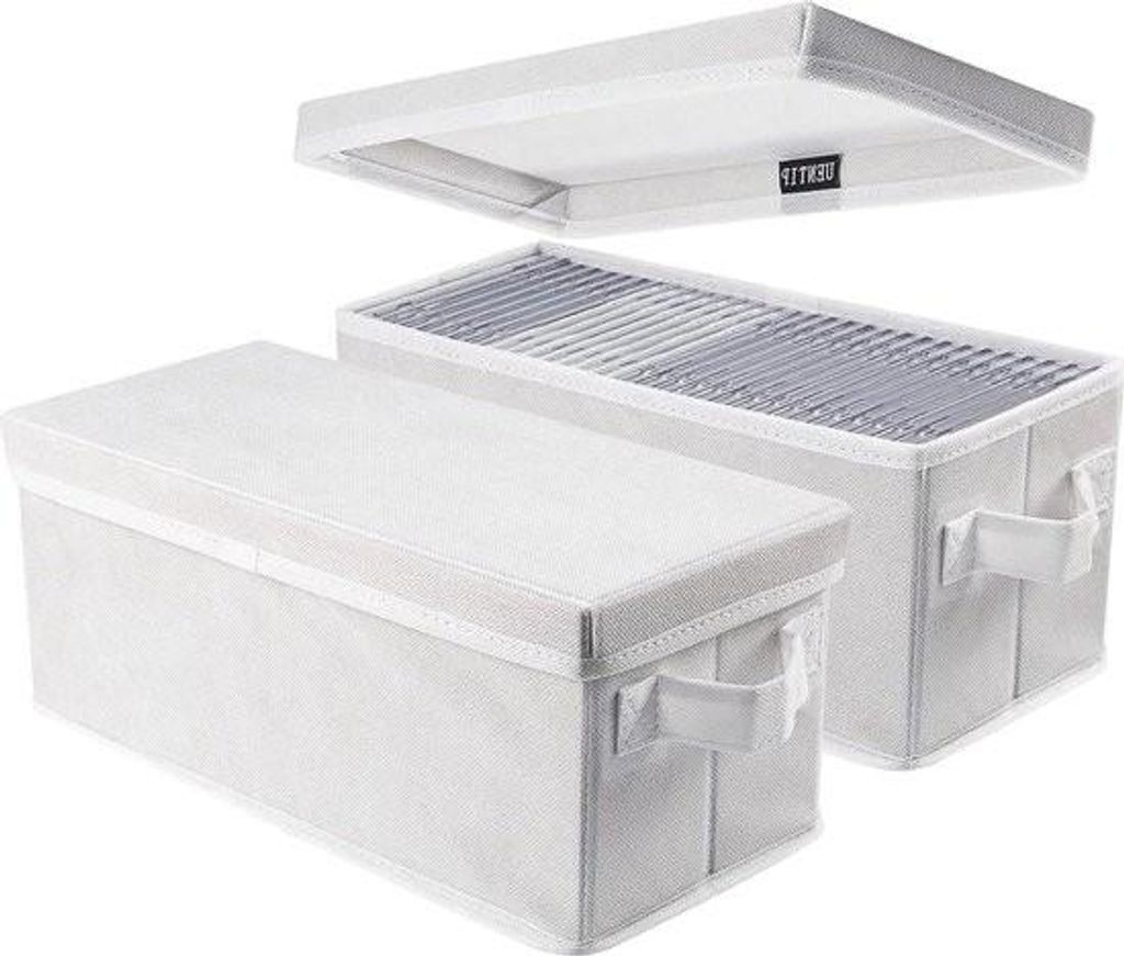 CD-Aufbewahrungsboxen mit Deckel – 2er-Pack – Aufbewahrung in CD-Hüllen – 333 x 149 x 134 cm – Behälter – Für 30 CDs in voller Jewel-C...