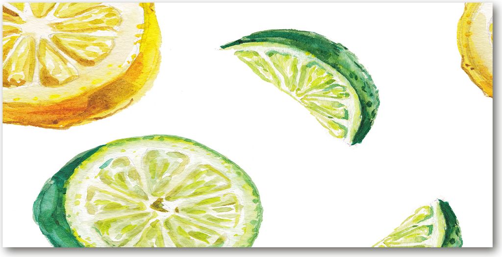Tulup Küchenrückwand Spritzschutz aus Glas -100x50 -Spritzschutz auf gehärtetes GlasDeko Essen Getränke Zitrone Limette