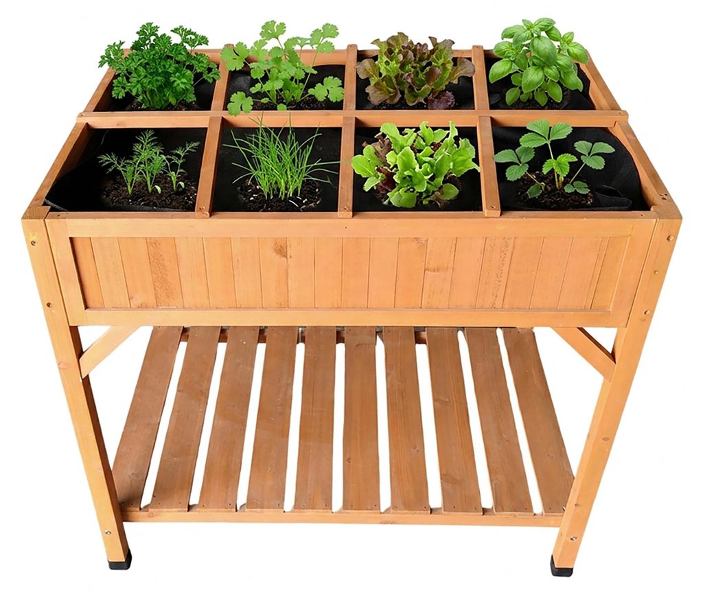 Jardinière surélevée Relaxdays, 8 compartiments, tablette, Image du produit 
