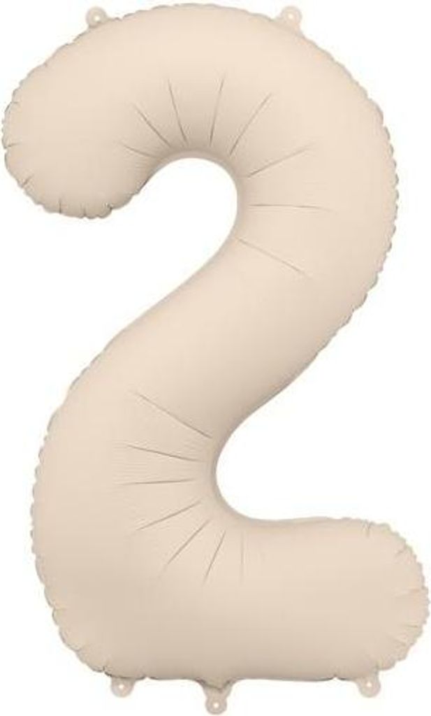 Balon foliowy Matowa Cyfra '2', 86cm, jasny beż Zdjęcie produktu 