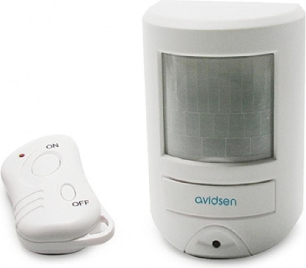Avidsen Infrarot Bewegungsmelder mit Fernbedienung, Alarm, 105 dB, Batteriebetrieb