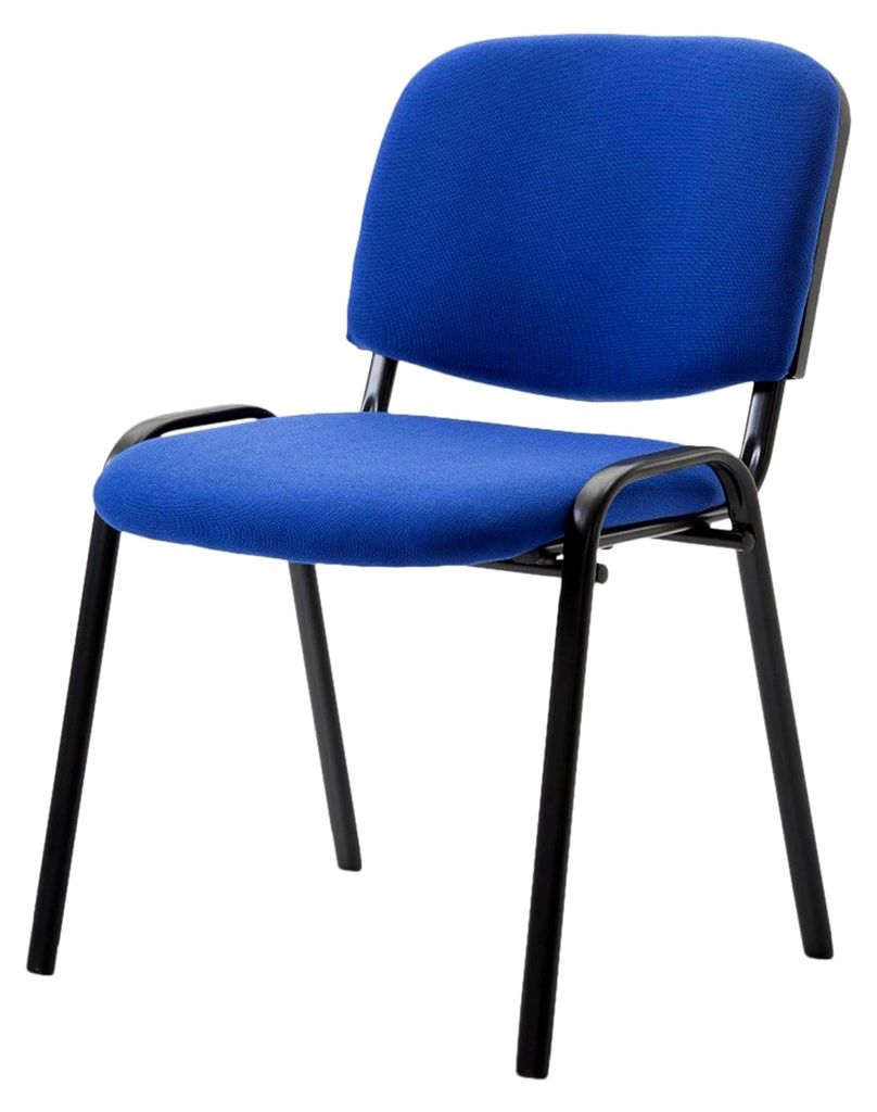 Stapelbarer Besucherstuhl Ken mit komfortabler Polsterung und Metallgestell, Farbe: blau
