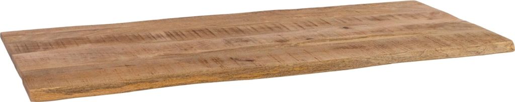 Holzplatte 140x60 cm Curt, Tischplatte aus Mangoholz massiv + raue Oberfläche, Baumkanten-Platte für Heimwerker, geeignet für Arbeitsplatten, Ti...