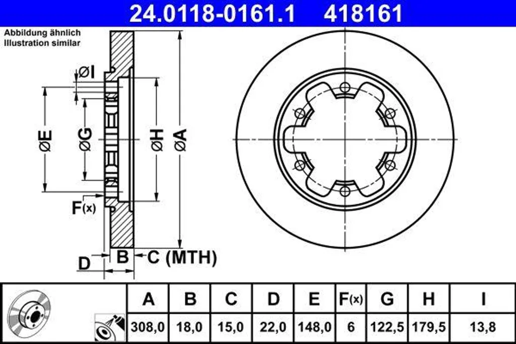 Disque de frein en fonte pour camionnette Ford Transit type OE 1815600