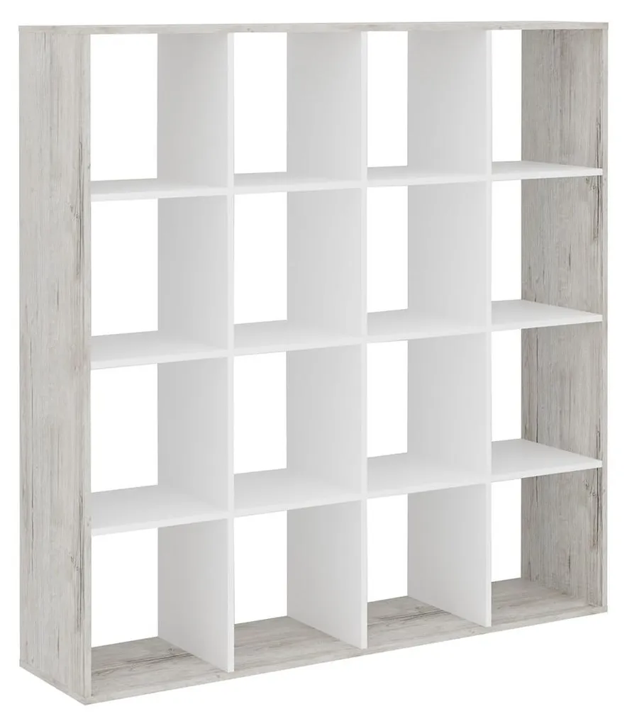 CALICOSY Meuble à 16 cases Blanc L138,5 x H143 cm - Étagère de Rangement