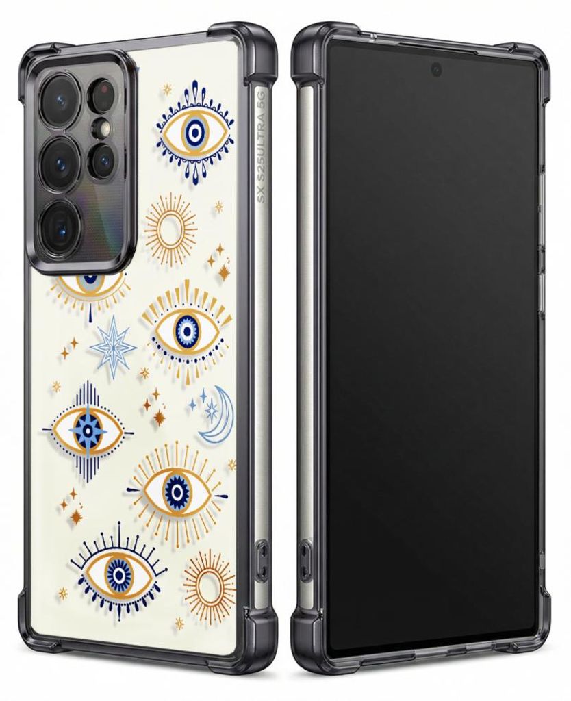 Personalisierte Hülle mit Bild für Samsung Galaxy S25 Edge Elektroplattiert TPU Stoßdämpfer Handyhülle mit Augenmuster mit Sternen und Mond