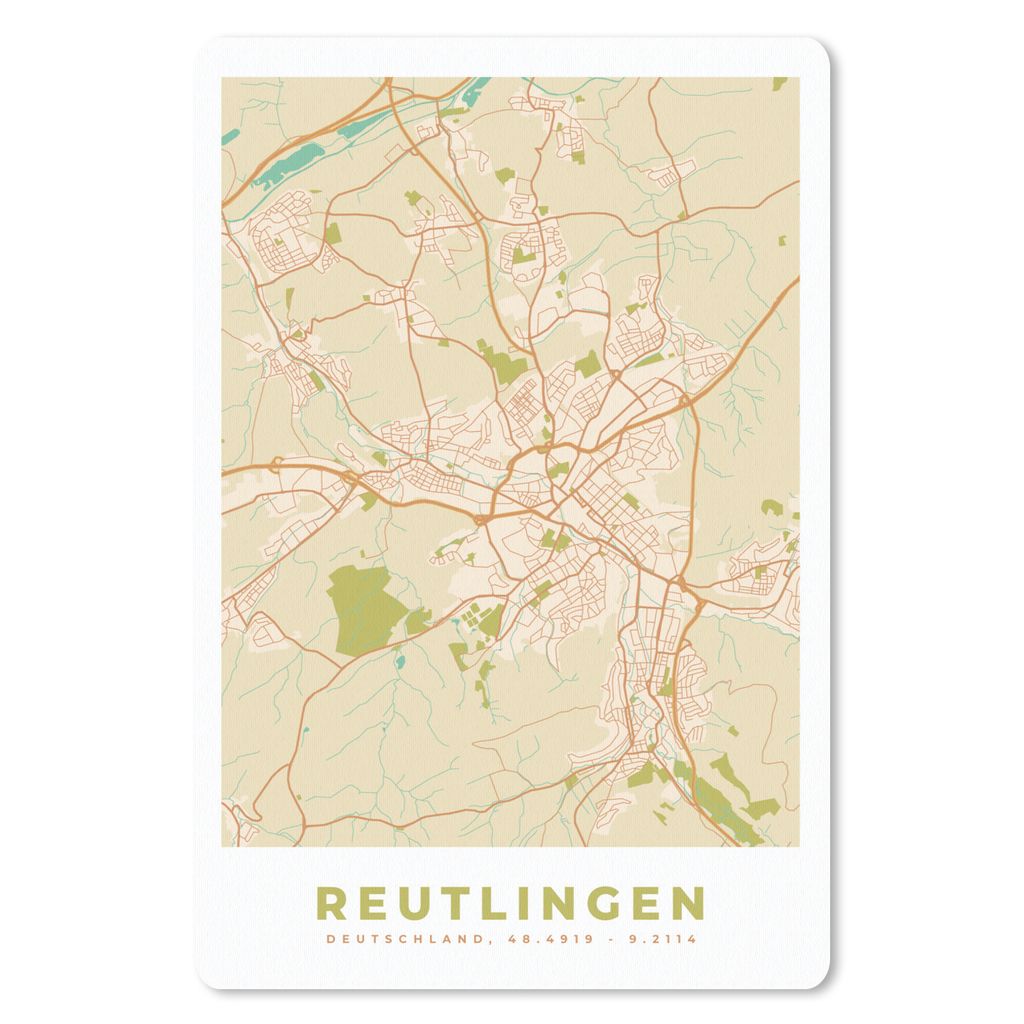MuchoWow Mauspad Mousepad Jahrgang - Reutlingen - Karte - Stadtplan 40x60 cm - Mousepads - Maus Mat - Pad - Mausunterlage - Schreibtisch Accesoire