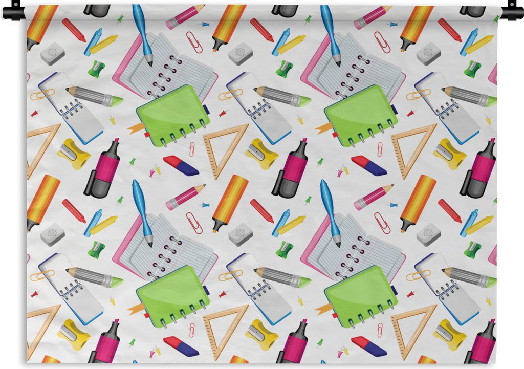 MuchoWow Wandteppich Wandbehang Muster - Schule - Bleistift 120x90 cm Tapisserie Dekoration Wandtuch - Wohnen - Aufhänger für die Wand