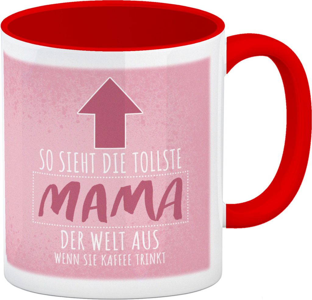 So sieht die tollste Mama der Welt aus wenn sie Kaffee trinkt Kaffeebecher Rot