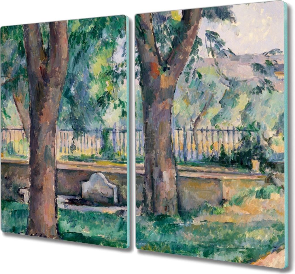 Coloray Herdabdeckplatte 2x30x52 cm Schneidebrett Kochplattenabdeckung Küchenbrett Hackbrett - Waldbäume Natur
