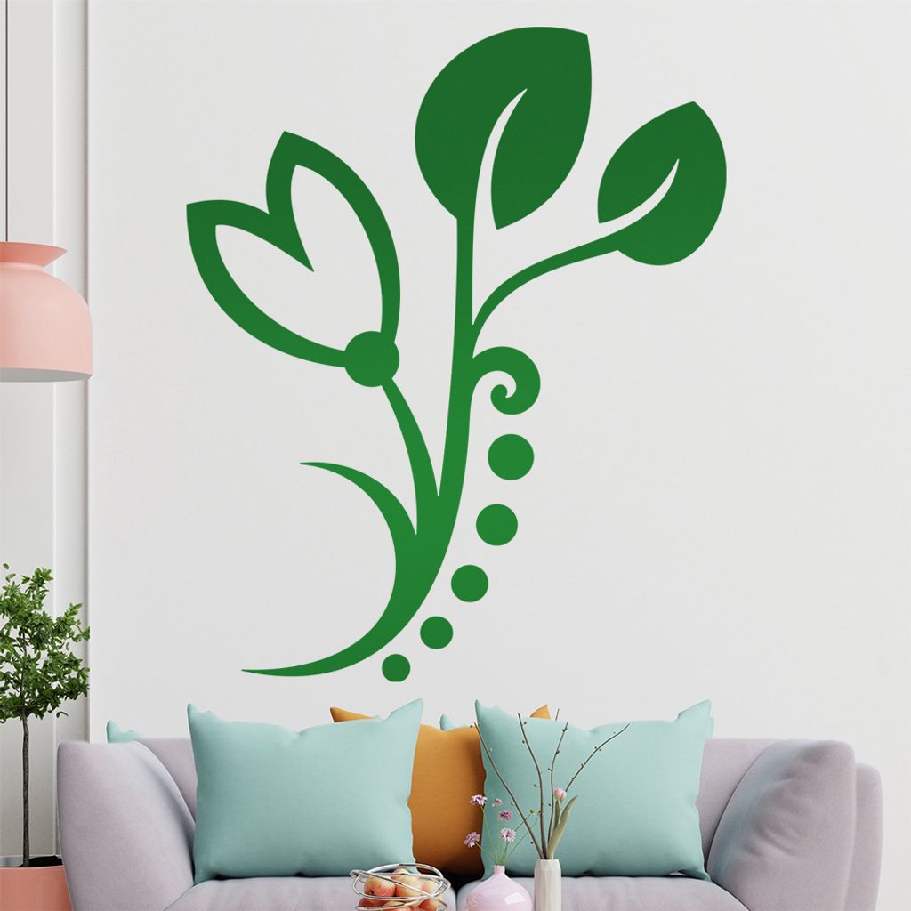 Blume - Linien Punkte Wandtattoo in 6 Größen - Wandaufkleber Wall Sticker - Dekoration, Küche, Wohnzimmer, Schlafzimmer, Badezimmer