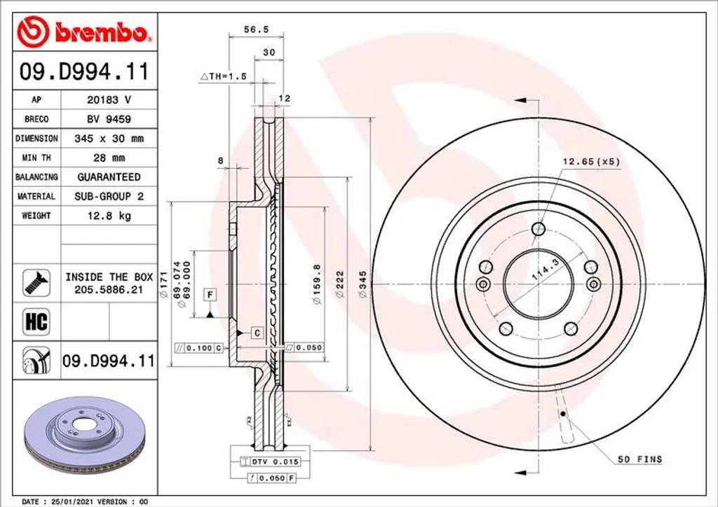 Stinger CK : Disque de frein Brembo 09.D994.11 contre les Vibrations
