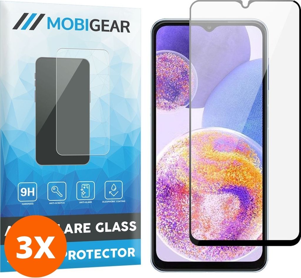Mobigear Premium 9.98 Samsung Galaxy A24 Panzerglas Gehärtetes Glas Displayschutz - Hüllenfreundlich - Schwarz (3er Pack)