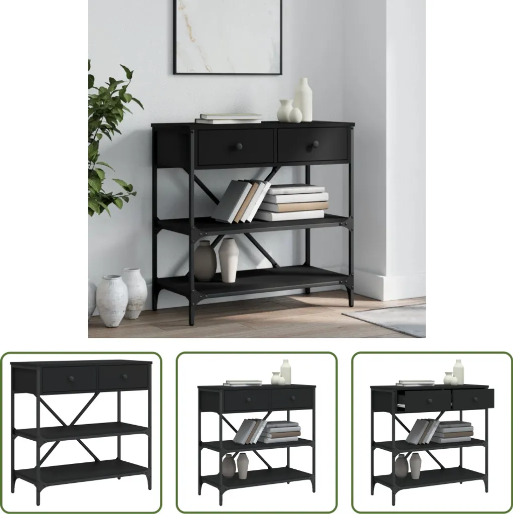 Offerta Consolle Nera 75x34,5x75 cm - Legno Multistrato Alta Qualità