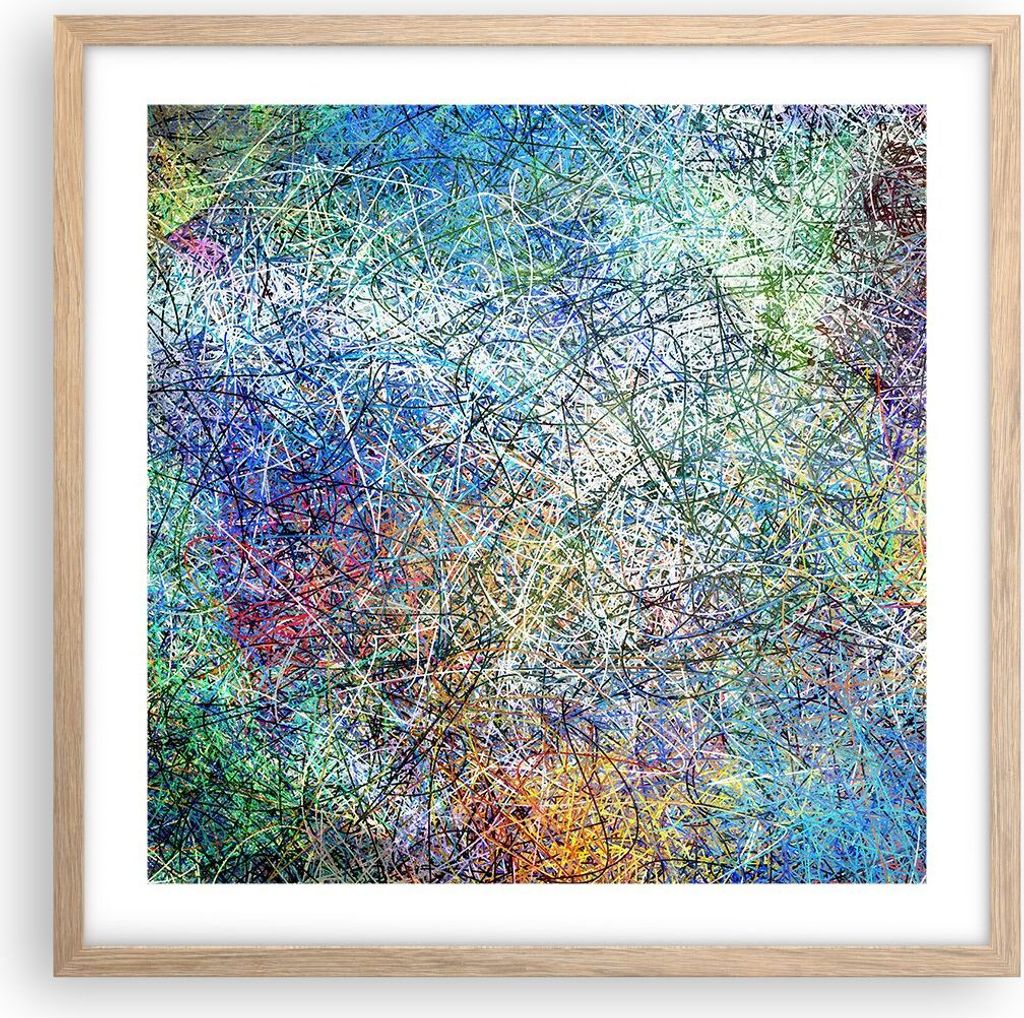 Gerahmtes Poster - Rahmen in heller Eiche - Abstraktion modern - 50x50 cm - Wand Bild - Wanddeko - Wandbilder - Wandposter - Bilderrahmen - Bilder ...