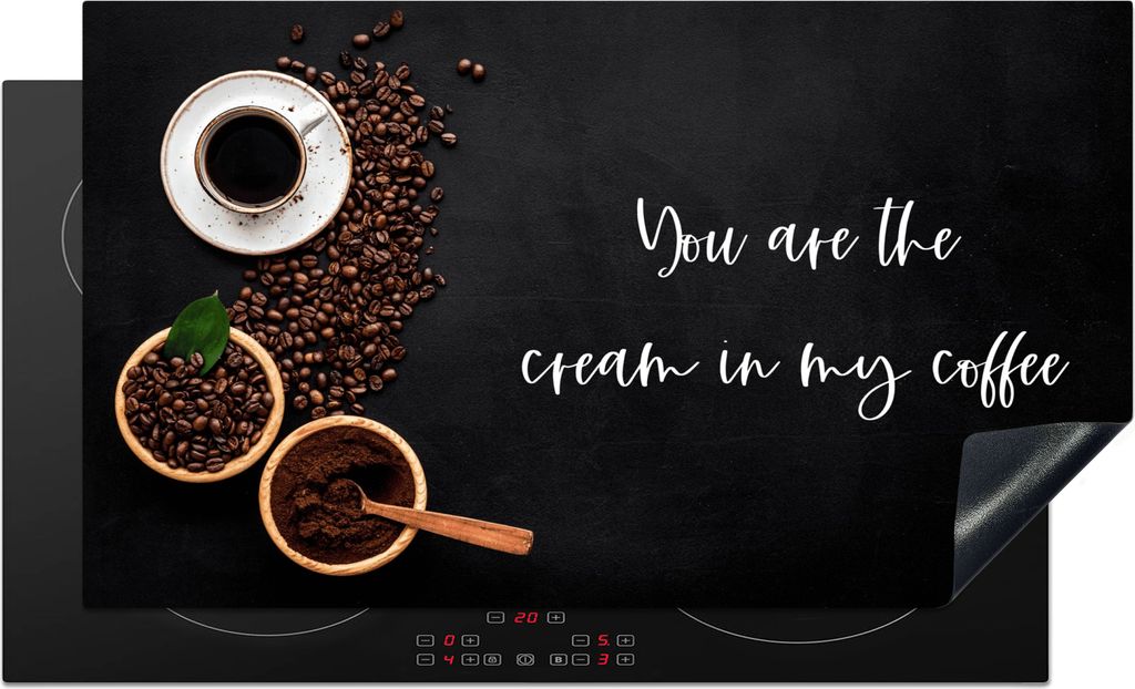 KitchenYeah Herdabdeckplatte Sprichwörter - Zitate - Du bist die Sahne in meinem Kaffee - Liebe - Kaffee , 91x52cm, Küche Deko, Glaskeramikfeld...