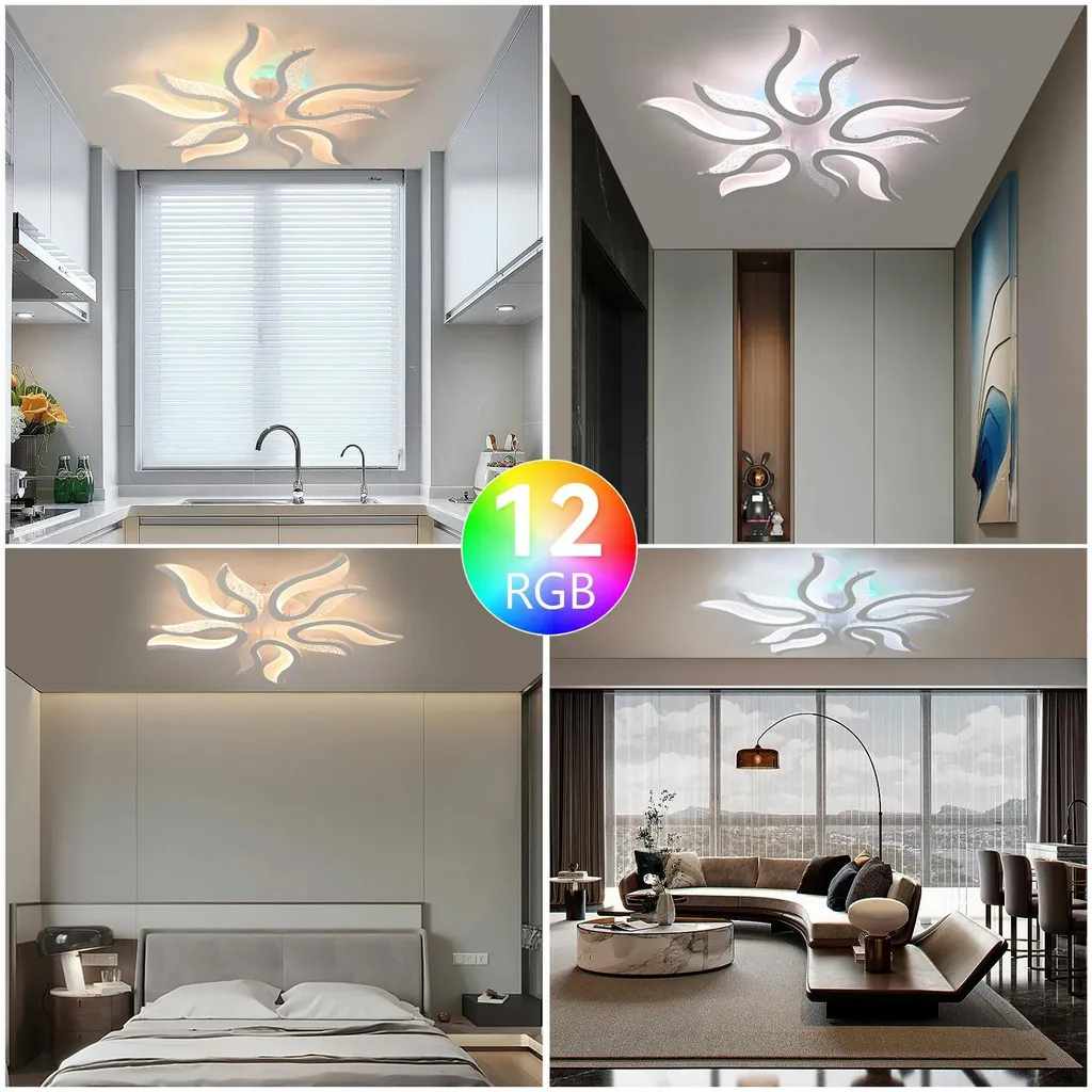 Plafonnier LED RGB 56W - Luminaire Plafond Carré 87x87cm avec Télécommande
