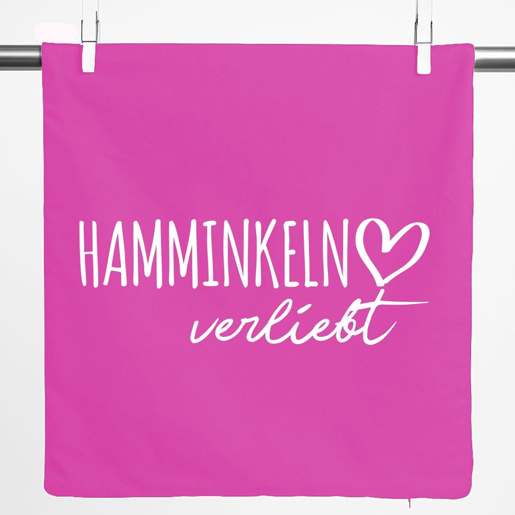 Huuraa Kissenbezug Hamminkeln verliebt 40x40cm Fuchsia Baumwolle Dekokissenbezug Geschenkidee