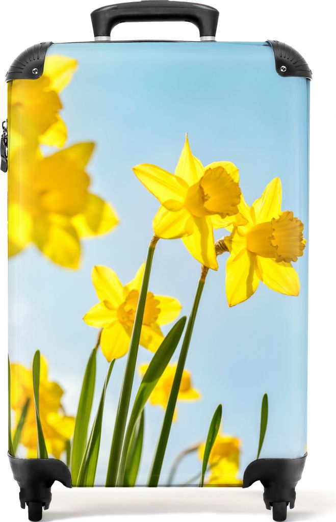 NoBoringSuitcases.com Koffer Handgepäck Trolley Rollkoffer Kleine Reisekoffer mit 4 Rollen - Blumen - Narzisse - Gelb - Frühling - Botanisch - ...