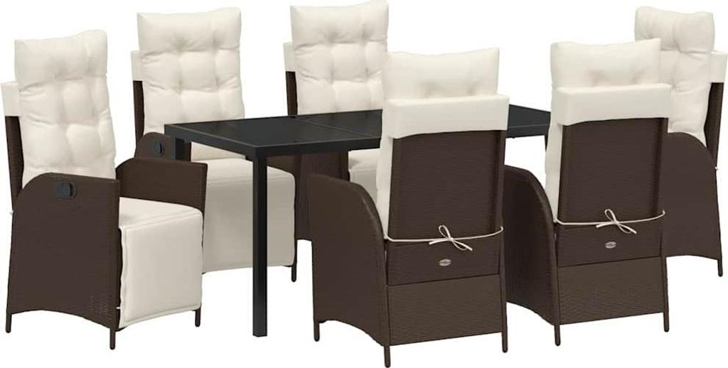 "Winter Sale" Garten Essgruppe mit Kissen 7 pcs - Hohe Qualität - Braun Poly-Rattan - Gartenset Sitzgruppe Designermöbel 467897